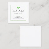 Einfaches grünes Herz mit elegantem, schwarzem Scr Quadratische Visitenkarte (Vorne/Hinten)