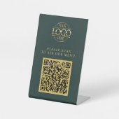 Einfaches grünes individuelles Firmenlogo QR-Code- Sockelschild (Vorderseite)