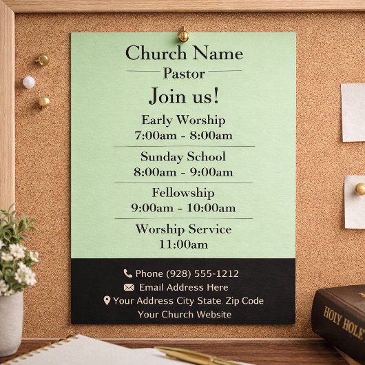 Einfaches grünes Kirchenflyer, Besuchen Sie unsere Flyer