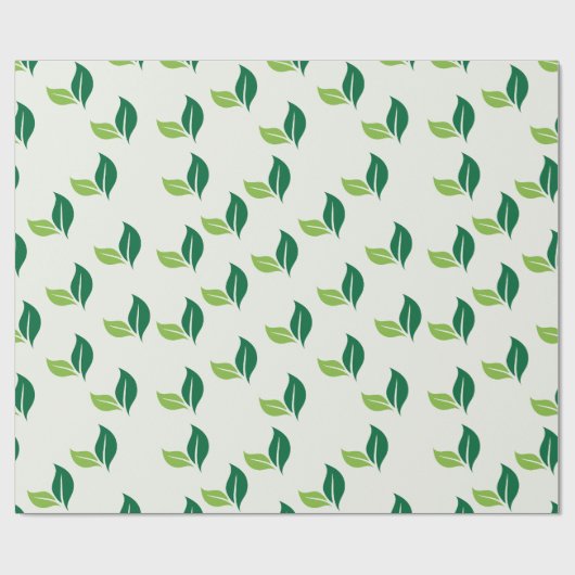 Einfaches grünes Leaf Gemustert Geschenkpapier (Flach)