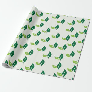 Einfaches grünes Leaf Gemustert Geschenkpapier