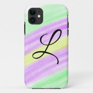 Einfaches grünes lila Aquarell fügen Sie Ihr Monog Case-Mate iPhone Hülle