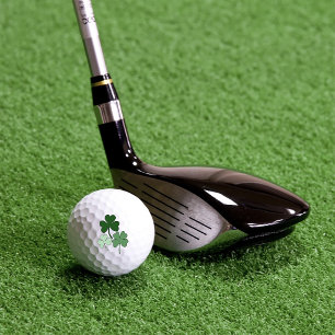 Einfaches grünes minimalistisches Kleeblatt  Golfball