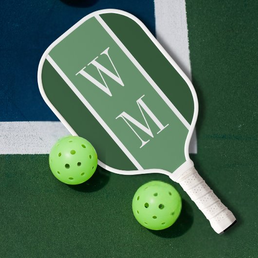 Einfaches grünes minimalistisches monogramm pickleball schläger