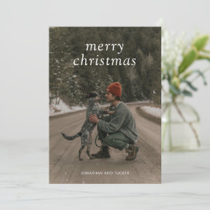 Einfaches grünes modernes Weihnachtsfoto Feiertagskarte