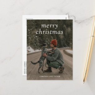 Einfaches grünes modernes Weihnachtsfoto Feiertagspostkarte