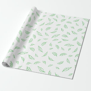Einfaches grünes Weißleaf Textur-Papier Geschenkpapier