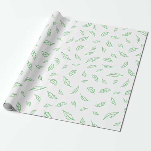 Einfaches grünes Weißleaf Textur-Papier Geschenkpapier (Ungerollt)