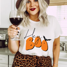 Einfaches Halloween Hey Boo Orange Bat Funny Zitat