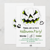 Einfaches Halloween-Jack-o-Laternen-Kürbisgesicht- Einladung (Vorne/Hinten)