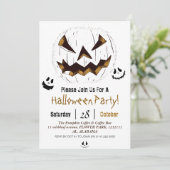 Einfaches Halloween-Jack-o-Laternen-Kürbisgesicht- Einladung (Stehend Vorderseite)