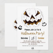 Einfaches Halloween-Jack-o-Laternen-Kürbisgesicht- Einladung (Vorne/Hinten)
