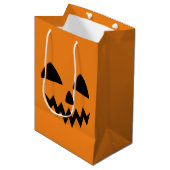 Einfaches Halloween-Kürbisgesichtsgeister beängsti Mittlere Geschenktüte (Vorderseite Schrägansicht)