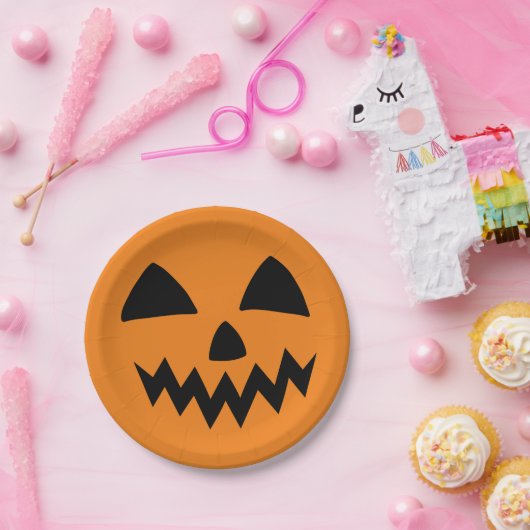 Einfaches Halloween-Kürbisgesichtsgeister beängsti Pappteller (Party)