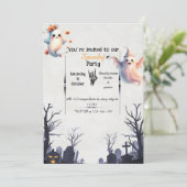 Einfaches Halloween-Party - Freundlicher Geist Einladung (Stehend Vorderseite)