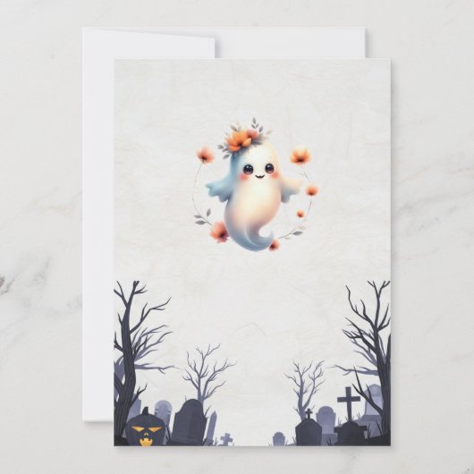 Einfaches Halloween-Party - Freundlicher Geist Einladung (Rückseite)