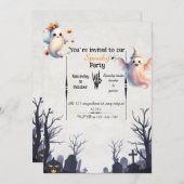 Einfaches Halloween-Party - Freundlicher Geist Einladung (Vorne/Hinten)