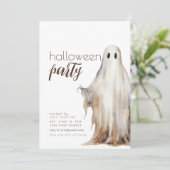 Einfaches Halloween-Party für Ghost Einladung (Stehend Vorderseite)