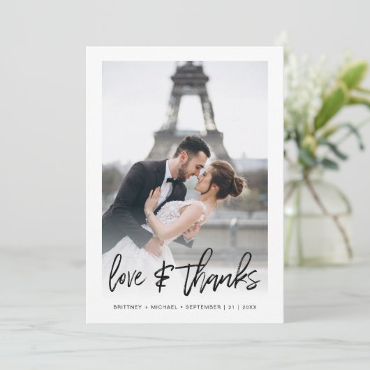 Einfaches, handgefertigtes Foto Dankeskarte (Stehend Vorderseite)