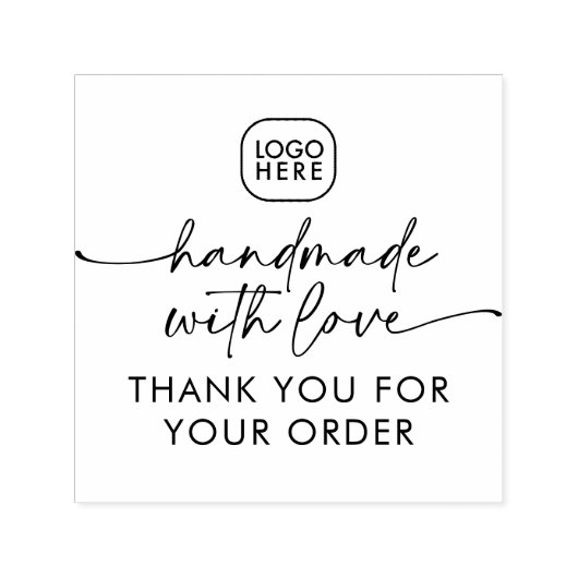 Einfaches Handgemachtes mit Liebe Modernes Busines Permastempel (Design)