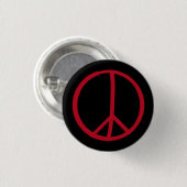 Einfaches handgemaltes, schwarz rotes Friedenszeic Button (Vorne & Hinten)