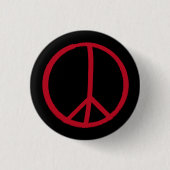 Einfaches handgemaltes, schwarz rotes Friedenszeic Button (Vorderseite)