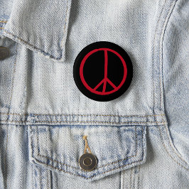 Einfaches handgemaltes, schwarz rotes Friedenszeic Button