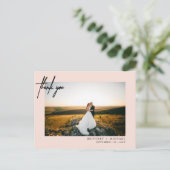 Einfaches handgeschriebenes Foto - Danke Rosa Postkarte (Stehend Vorderseite)
