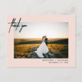 Einfaches handgeschriebenes Foto - Danke Rosa Postkarte (Vorderseite)