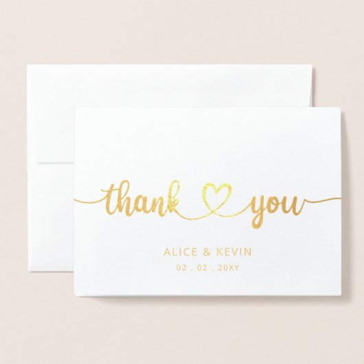 Einfaches handgeschriebenes Foto Hochzeit Vielen D Folienkarte (Vorderseite mit Umschlag)