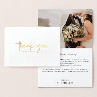 Einfaches handgeschriebenes Foto Hochzeit Vielen D Folienkarte
