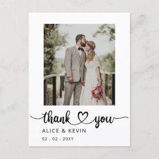 Einfaches handgeschriebenes Foto Hochzeit Vielen D Postkarte
