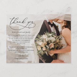 Einfaches handgeschriebenes Foto Hochzeit Vielen D Postkarte