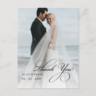 Einfaches handgeschriebenes Foto Hochzeit Vielen D Postkarte