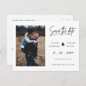 Einfaches handgeschriebenes Foto Save the Date Ankündigungspostkarte (Vorne/Hinten)