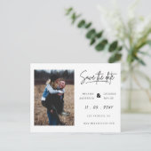 Einfaches handgeschriebenes Foto Save the Date Ankündigungspostkarte (Stehend Vorderseite)