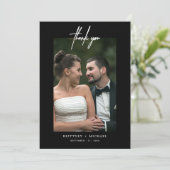 Einfaches handgeschriebenes Foto Schwarz Dankeskarte (Stehend Vorderseite)