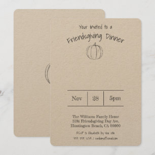 Einfaches handgeschriebenes Pumpkin Friendsgiving- Einladung