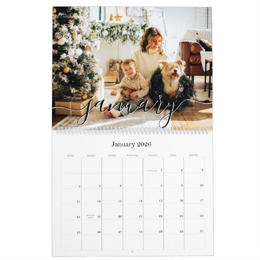 Einfaches handgeschriebenes Script-Foto Kalender (Jan 2026)