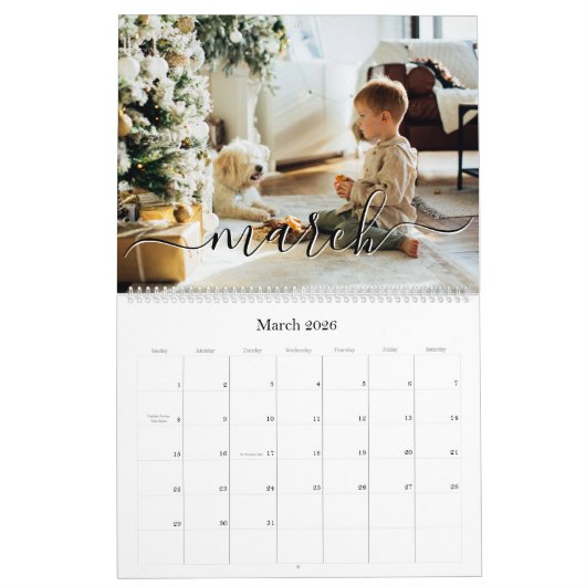 Einfaches handgeschriebenes Script-Foto Kalender (Mär 2026)