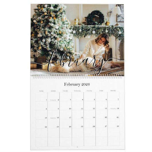 Einfaches handgeschriebenes Script-Foto Kalender (Feb 2026)