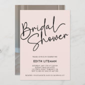 Einfaches handgeschriebenes Skript Elegantes rosa  Einladung (Vorne/Hinten)