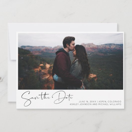 Einfaches handgeschriebenes Skript-Foto Save the D Einladung (Vorderseite)