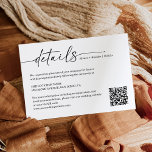 Einfaches handgeschriebenes Skript-Hochzeitdetails Begleitkarte<br><div class="desc">Passen Sie diese "Einfache handgeschriebene Script Minimalistische Wedding Details QR Code Insert Card" mit Ihren eigenen Hochzeitsinformationen an. Es ist leicht zu personalisieren,  um Ihre Hochzeitsfarben,  Stile und Thema anzupassen. Wenn Sie Thicker-Papiere / Matte Finish bevorzugen,  können Sie den matten Papiertyp auswählen.</div>