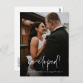 Einfaches handgeschriebenes Skript-Hochzeitskennun Postkarte (Vorne/Hinten)