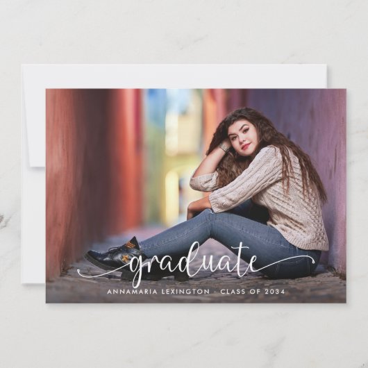 Einfaches handgeschriebenes Skript Modernes Foto A Ankündigung (Vorderseite)