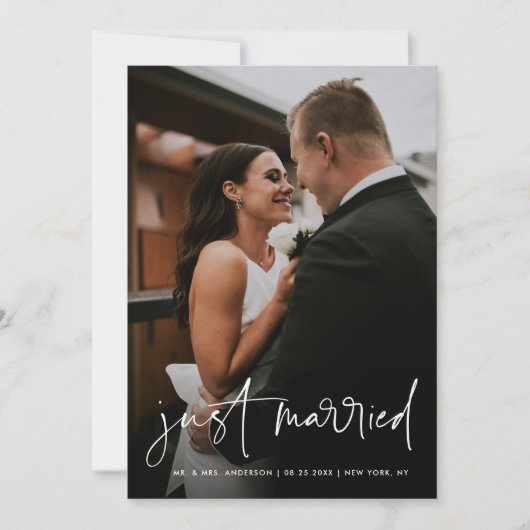 Einfaches handgeschriebenes Skript nur verheiratet Ankündigung (Vorderseite)