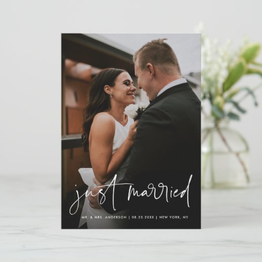 Einfaches handgeschriebenes Skript nur verheiratet Ankündigung (Stehend Vorderseite)