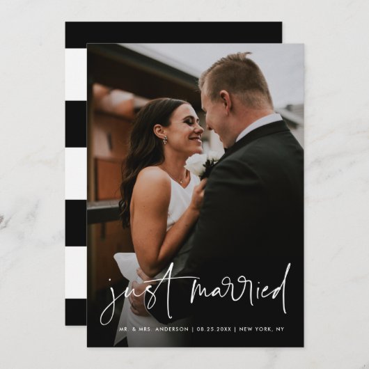 Einfaches handgeschriebenes Skript nur verheiratet Ankündigung (Vorne/Hinten)