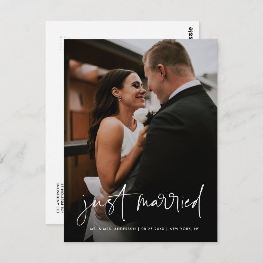 Einfaches handgeschriebenes Skript nur verheiratet Postkarte (Vorne/Hinten)